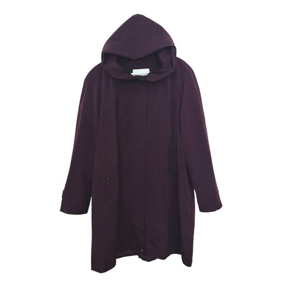 Coldwater Creek XL Women’s Purple Hooded Saturday In The Park Lined Raincoat - Picture 5 of 11